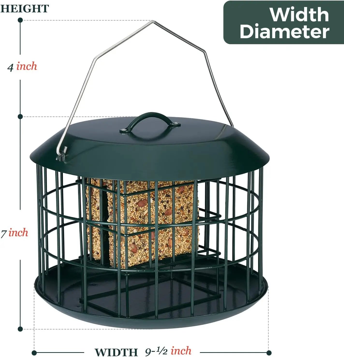 Squirrel Proof Suet Feeder With Weatherproof Tray And Double Capacity