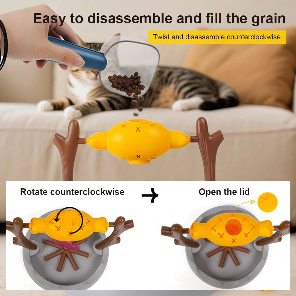 Cats Treat-Dispensing Slow Feeder 360 Degree Rotating Snack Bowl
