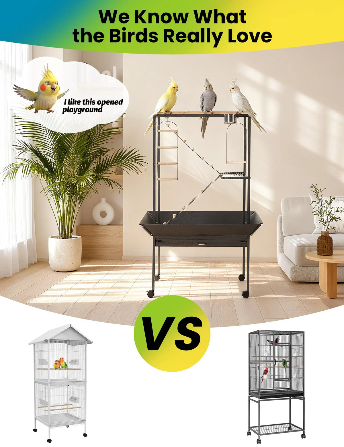 Metal Bird Play Stand With Ladder And Feeder Bowls