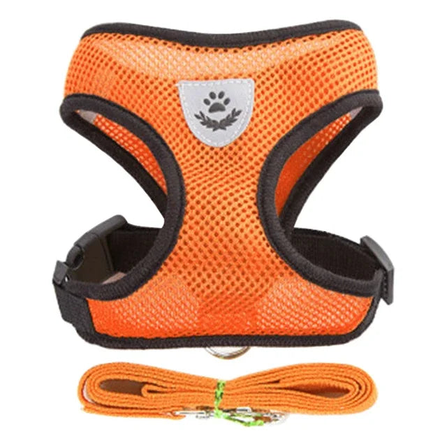 Cat And Small Dog Harness Vest With Leash Polyester Mesh