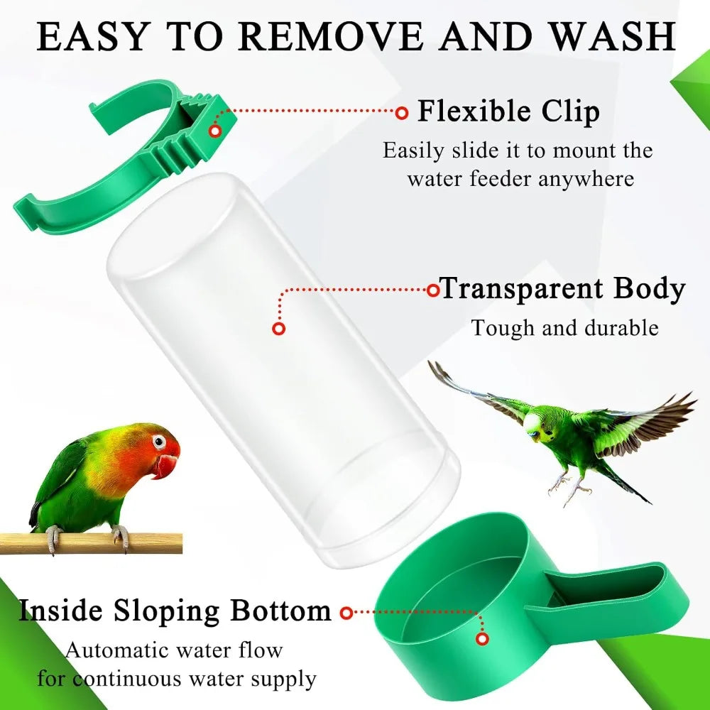Lamoutor Plastic Bird Water Feeder Drinker Clip For Cage Birds