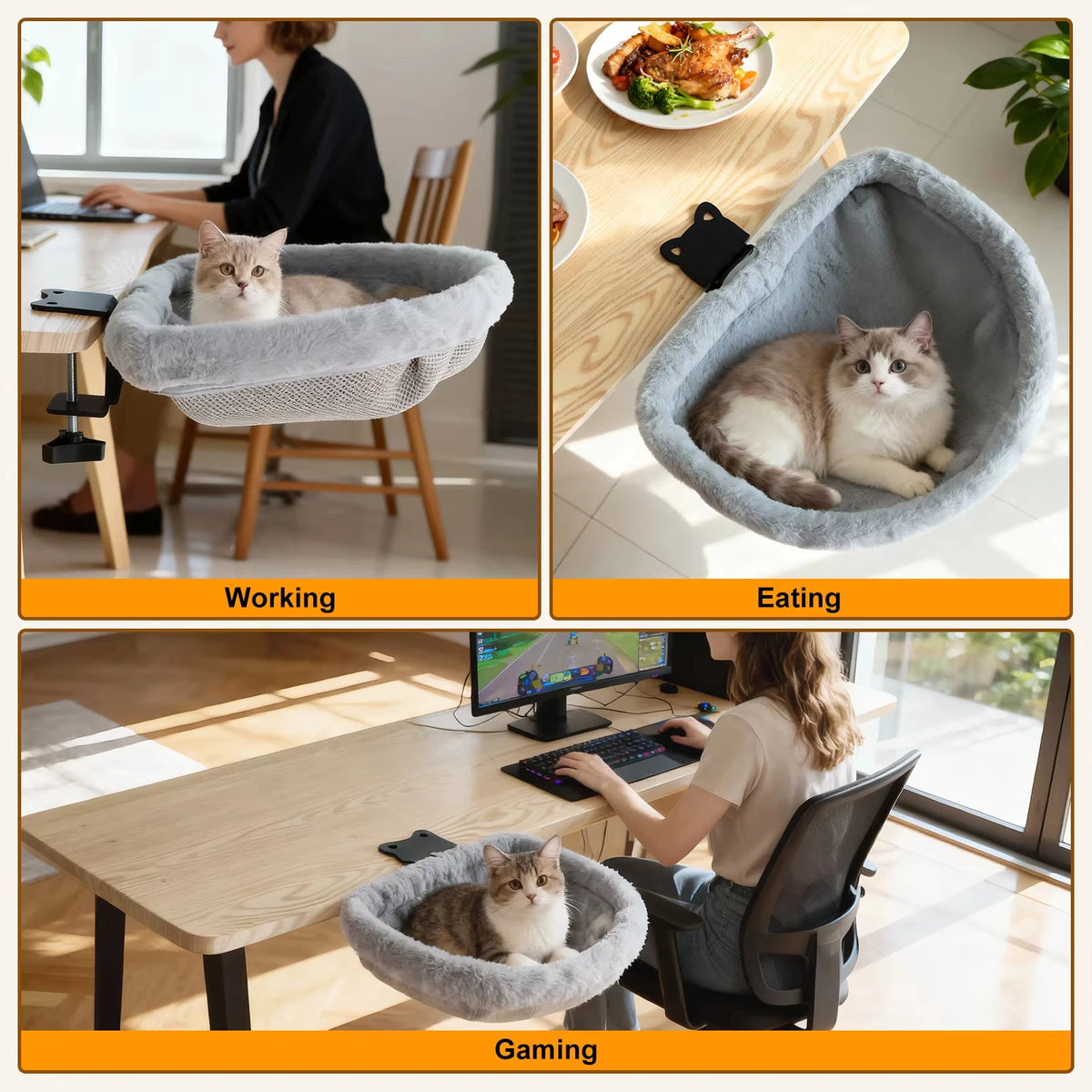 CWV Foldable Cat Desk Bed Featuring Non Slip Clamps