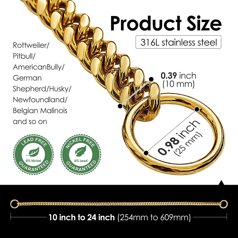 Stainless Steel Chain Collar For Dogs Cuban Link Design