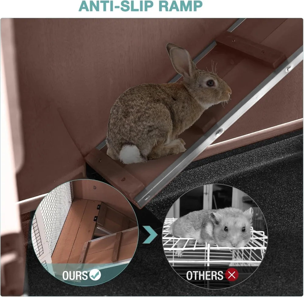 Indoor Rabbit Hutch And Guinea Pig Cage With Sliding Trays And Ramp