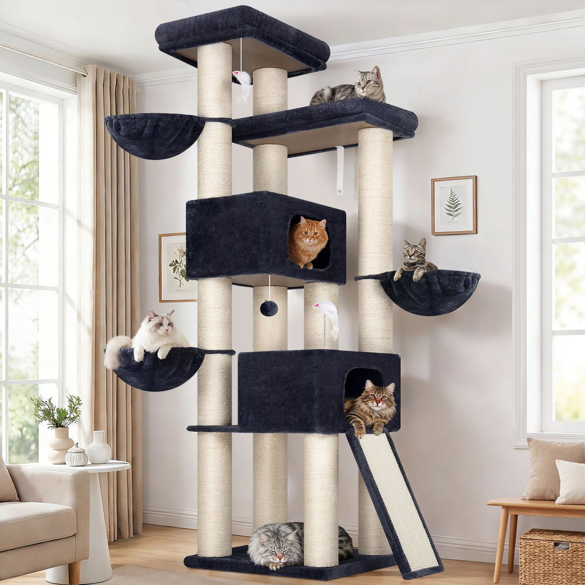 GLOBLAZER Cat Tree Condo With Hammocks And Sisal Scratching Posts