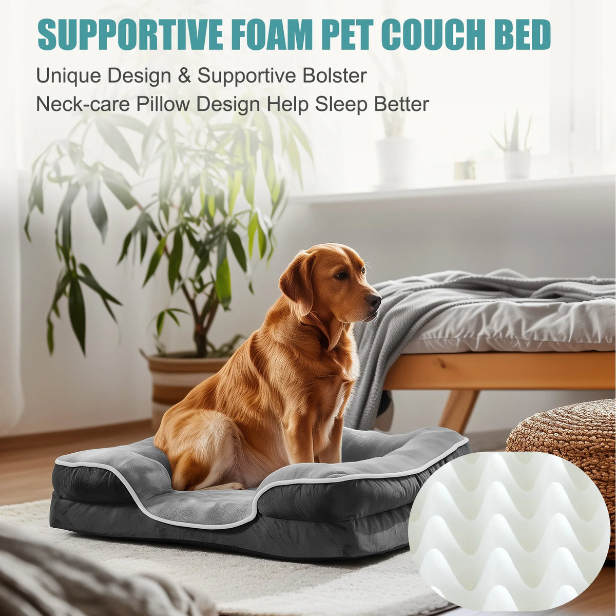 MCQ Orthopedic Memory Foam Dog Bed With Washable Cover