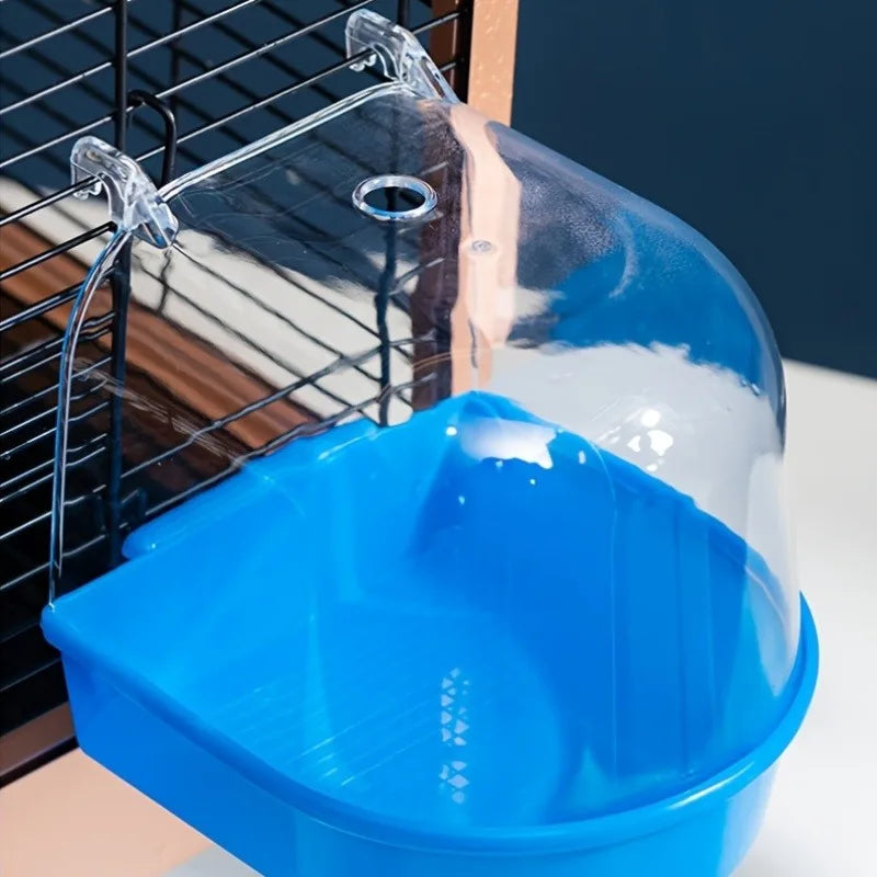 Transparent Bird Bath Tub With Easy Grip Handle Splash Proof