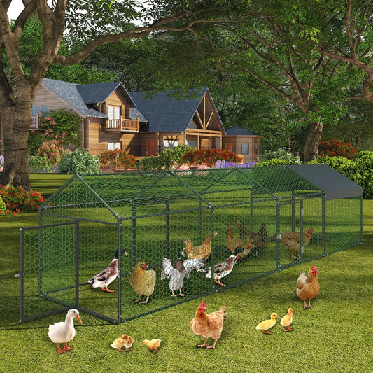 HiMISS Heavy Duty Walk In Metal Chicken Coop With Doors
