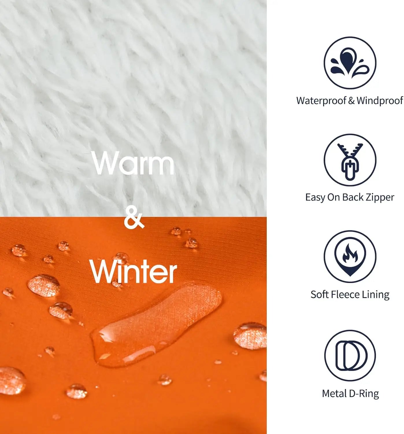 Waterproof Fleece Dog Jacket With Harness And Reflective Straps