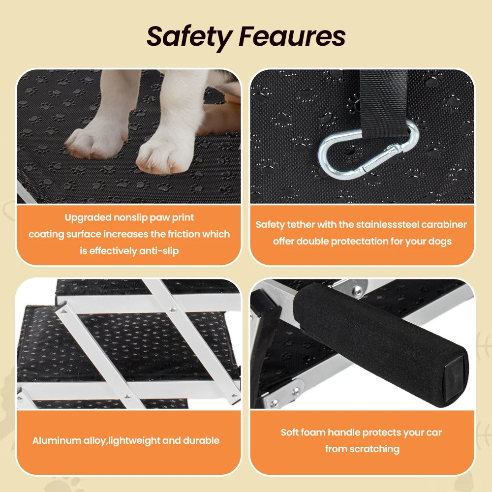 LISM Foldable Non-Slip Dog Ramp for Cars SUVs and Trucks