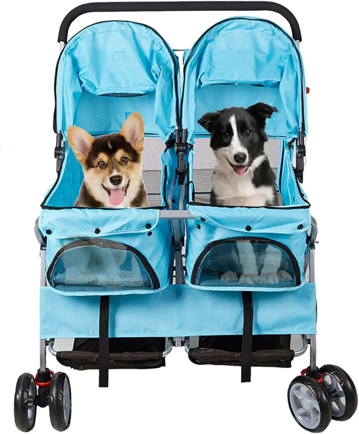 Foldable Twin Pet Stroller for Dogs and Cats Travel