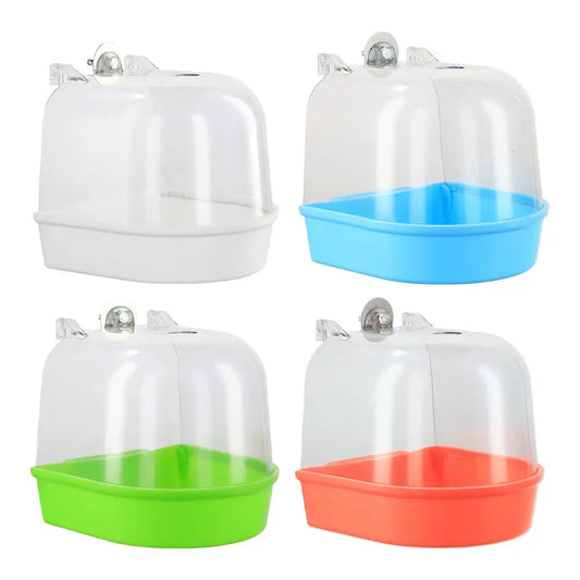 Plastic Hanging Bird Bath Box For Parakeet Parrot Pets