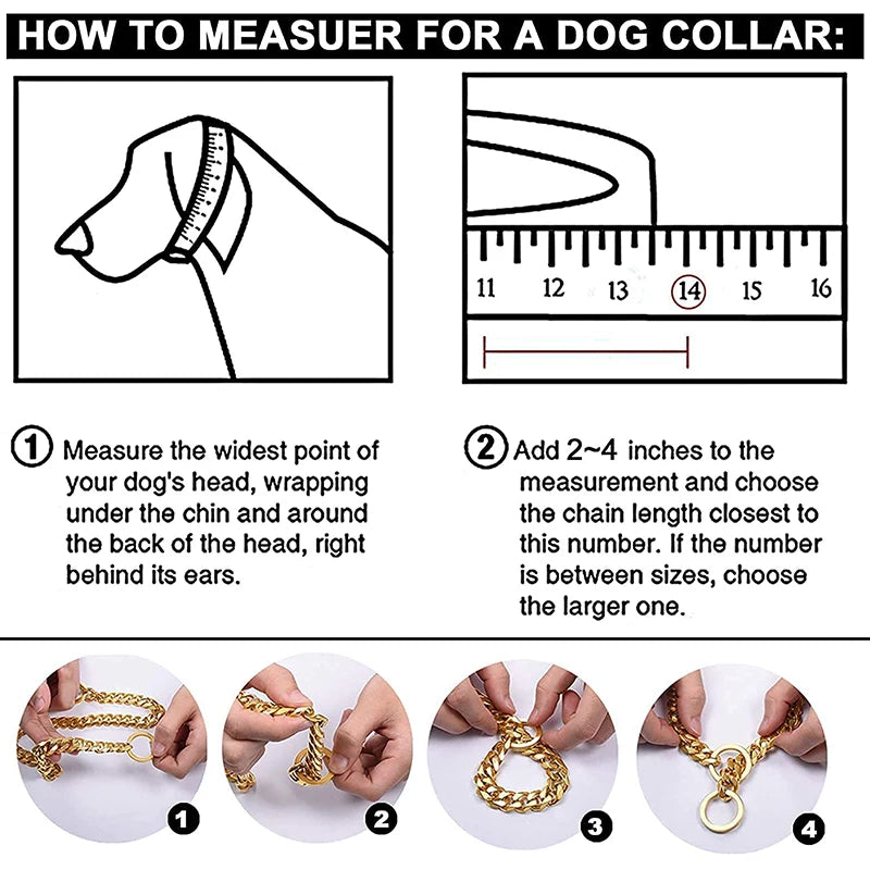 Stainless Steel Chain Collar For Dogs Cuban Link Design