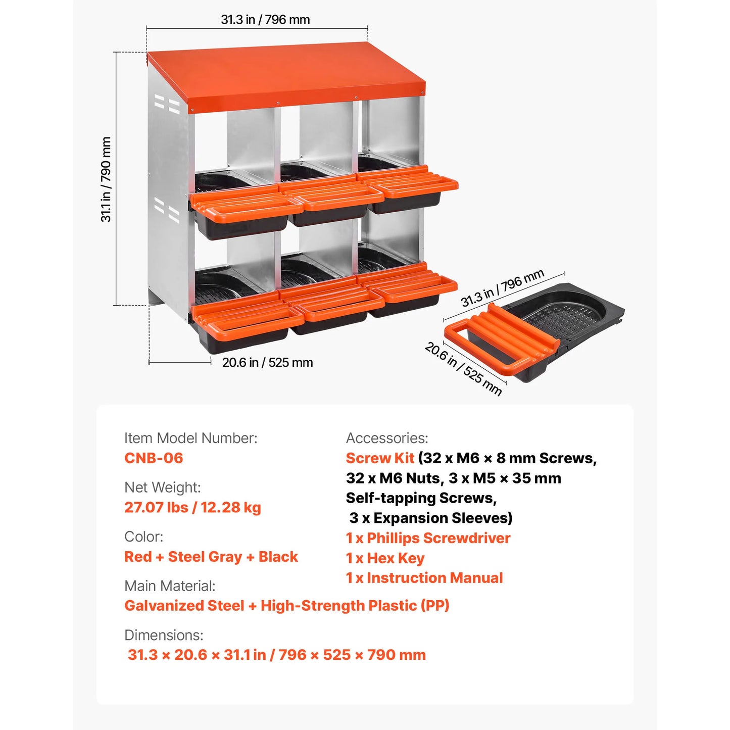 SucceBuy Chicken Nesting Boxes With Galvanized Steel And Plastic Roll Away