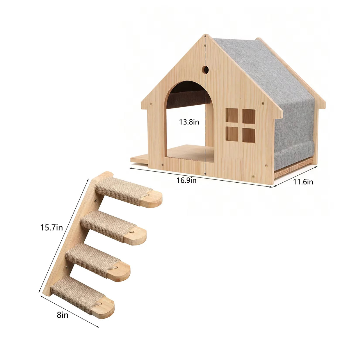 CWV Wooden Wall Mounted Cat Condo And Climbing Shelf