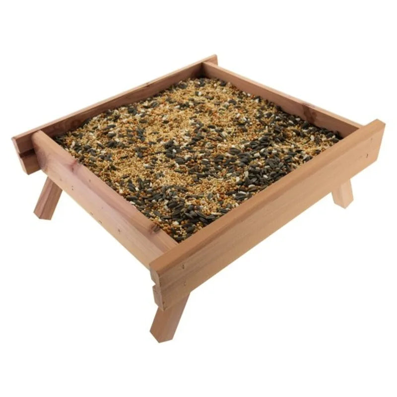 Red Cedar Wild Bird Ground Feeder With Folding Legs