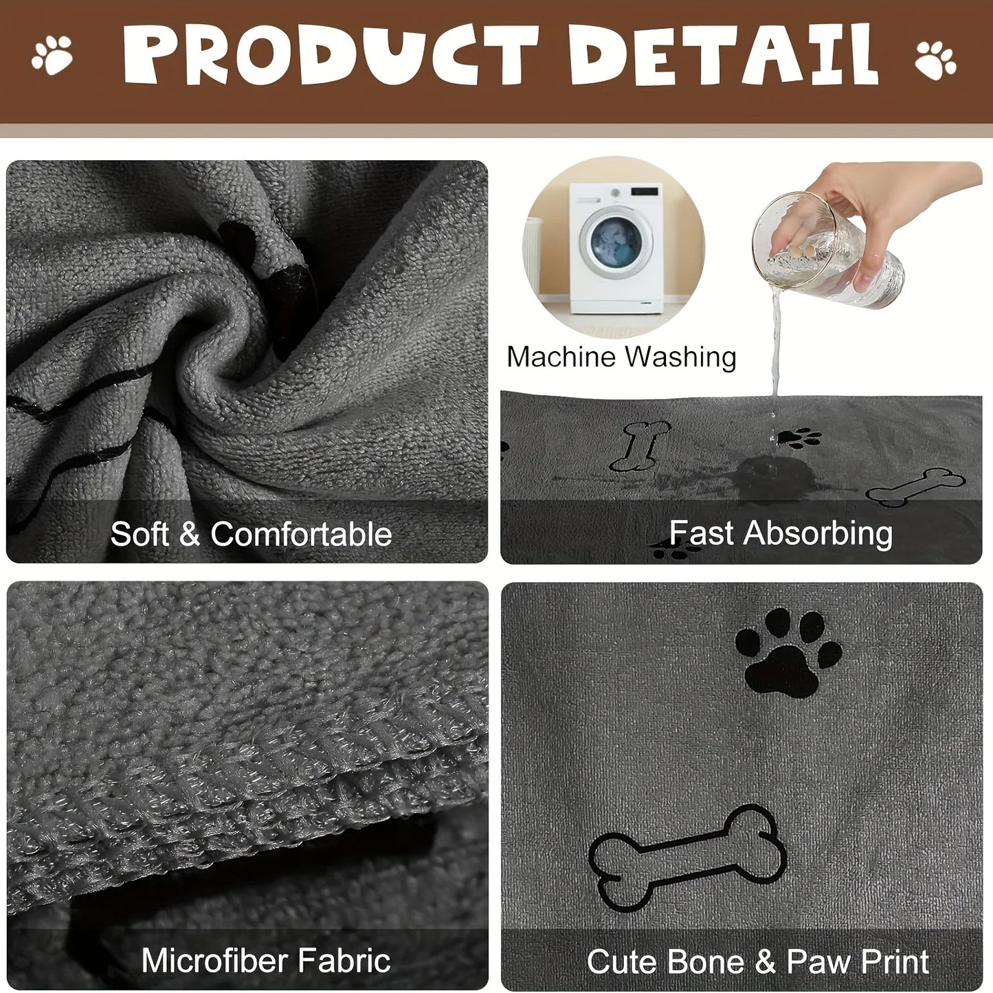 Microfiber Dog Towel Quick Drying Absorbent Bath Cloth