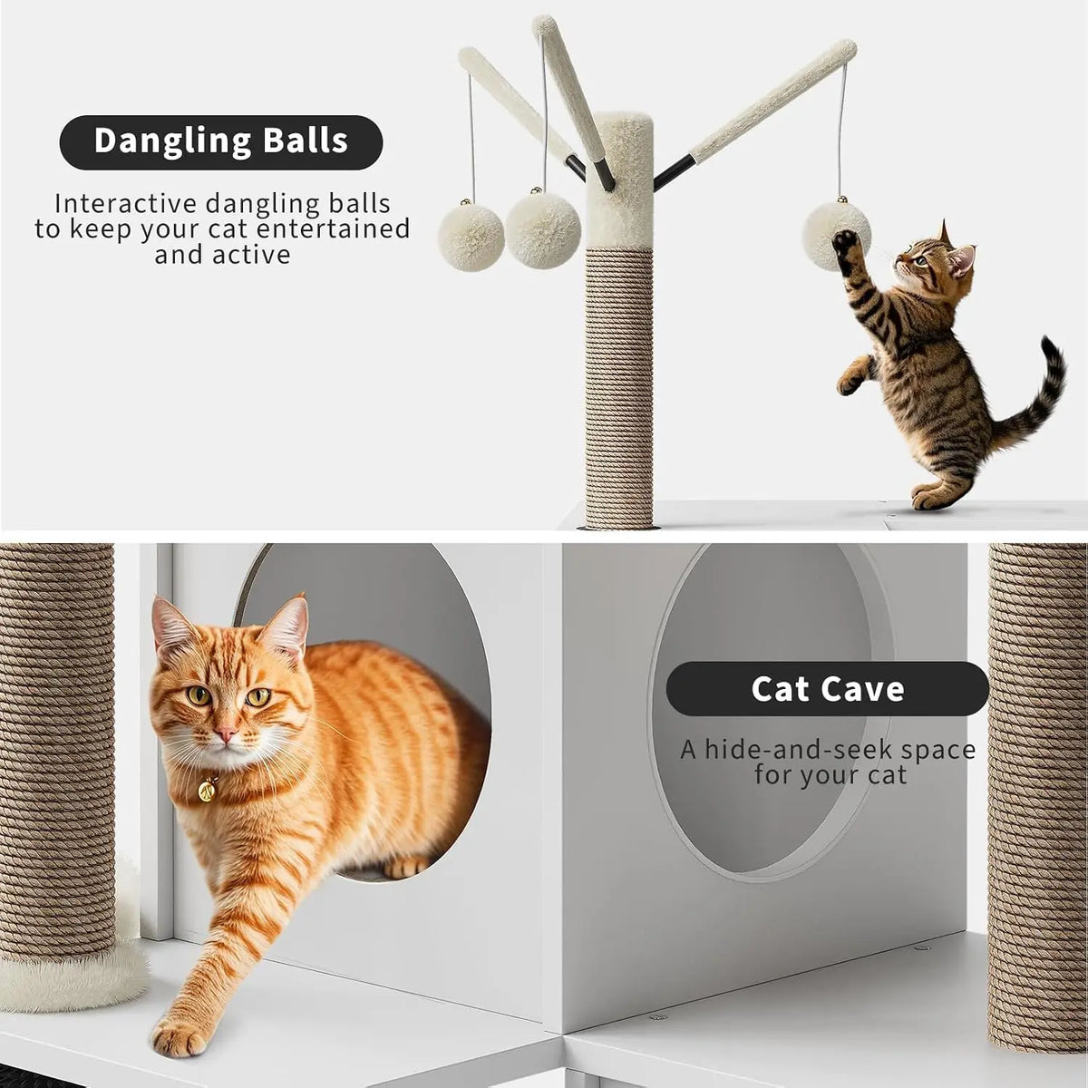 Garvee Cat Tree With Hidden Litter Cabinet And Cozy Perches