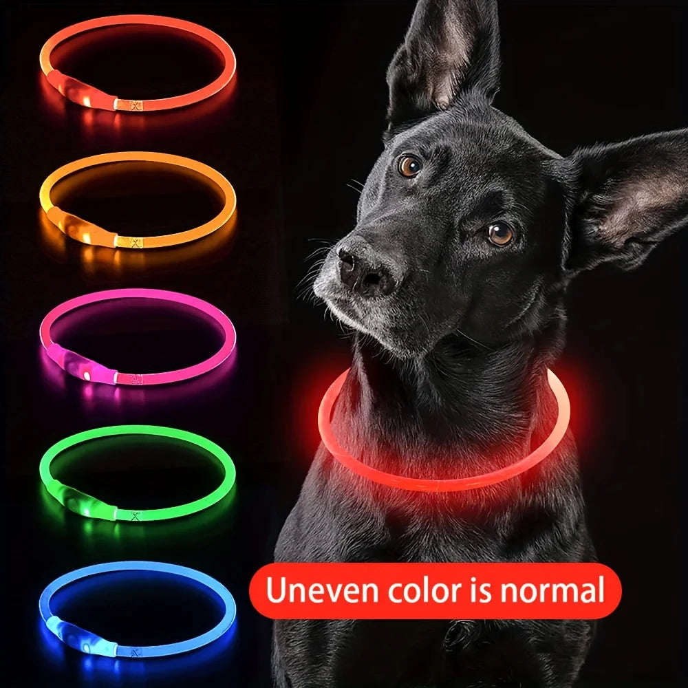 LED Light Dog Collar USB Rechargeable Reflective Necklace