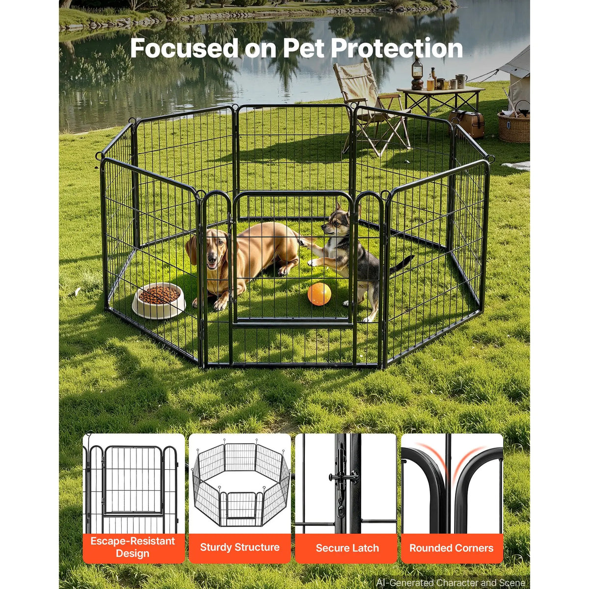 Heavy Duty Foldable Metal Dog Exercise Pen With Secure Door