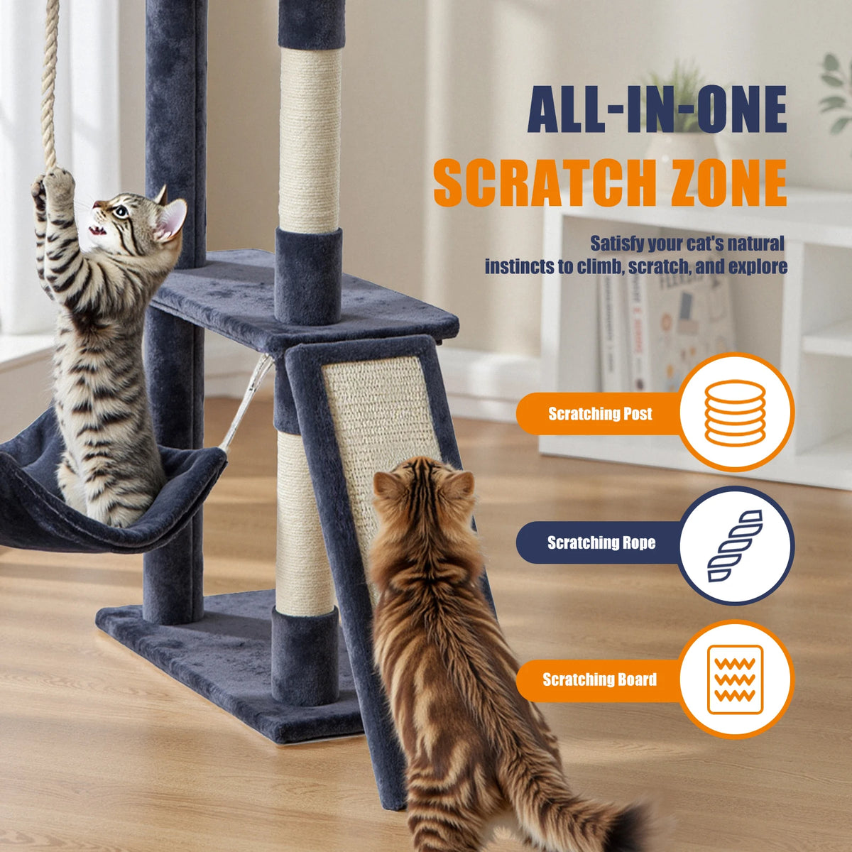 MCQ Cat Tree With Sisal Scratching Posts And Condo