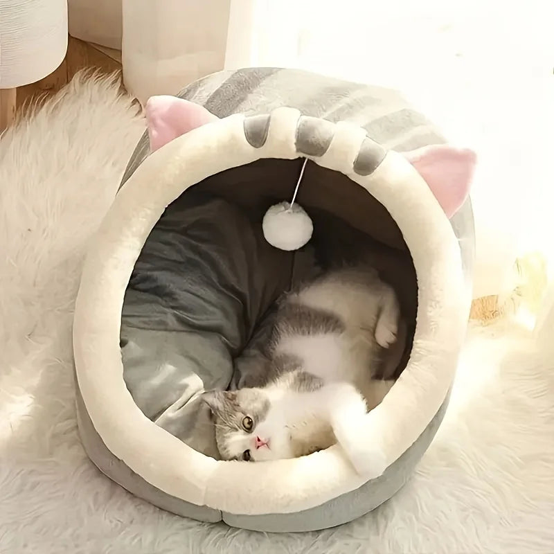Cozy Cat House Bed With Warm Nest Tent For Pets And Cats