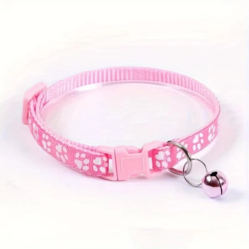 Adjustable Patterned Cat Collar With Safety Bell For Pets