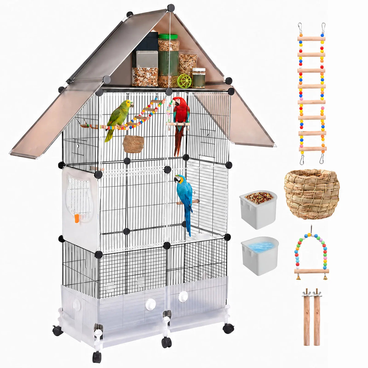 Large Bird Cage With Acrylic Door And Removable Tray