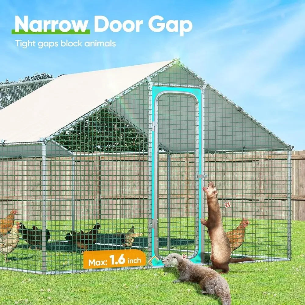 Walk-In Galvanized Chicken Coop With Waterproof Roof