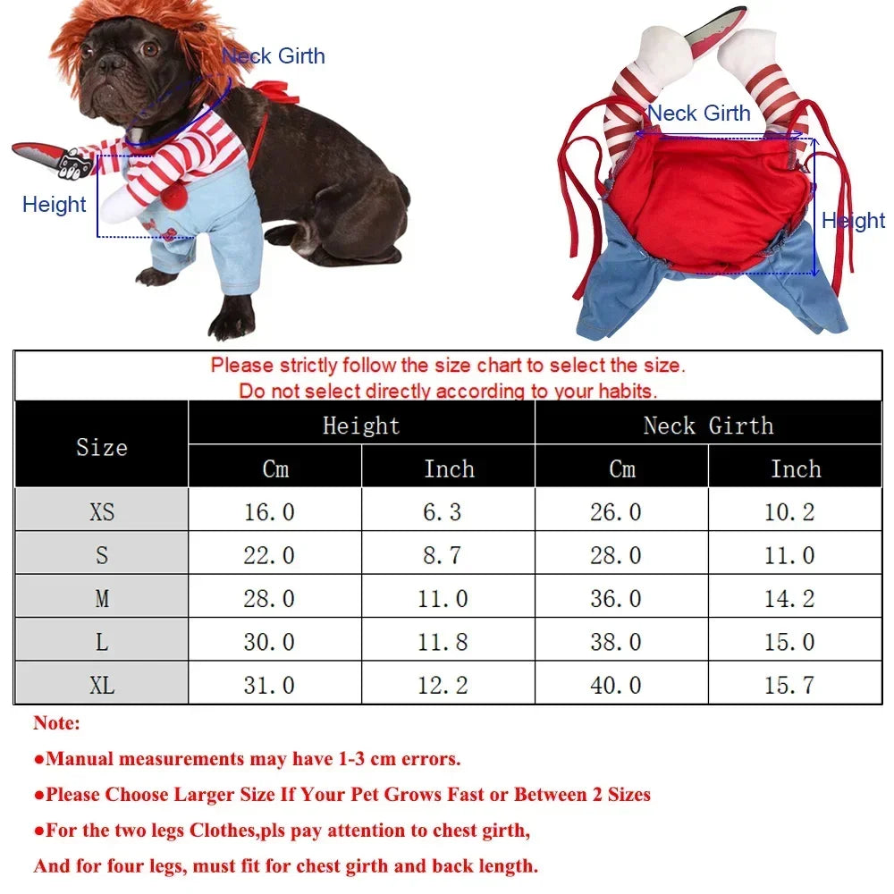 Halloween Chucky Doll Costume For Dogs And Cats Funny Outfit