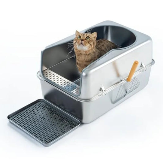 Litter Box With Cover for Large Cats Odor Free Clean