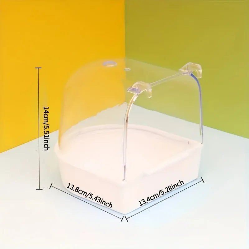 Transparent Bird Bath Tub With Easy Grip Handle Splash Proof