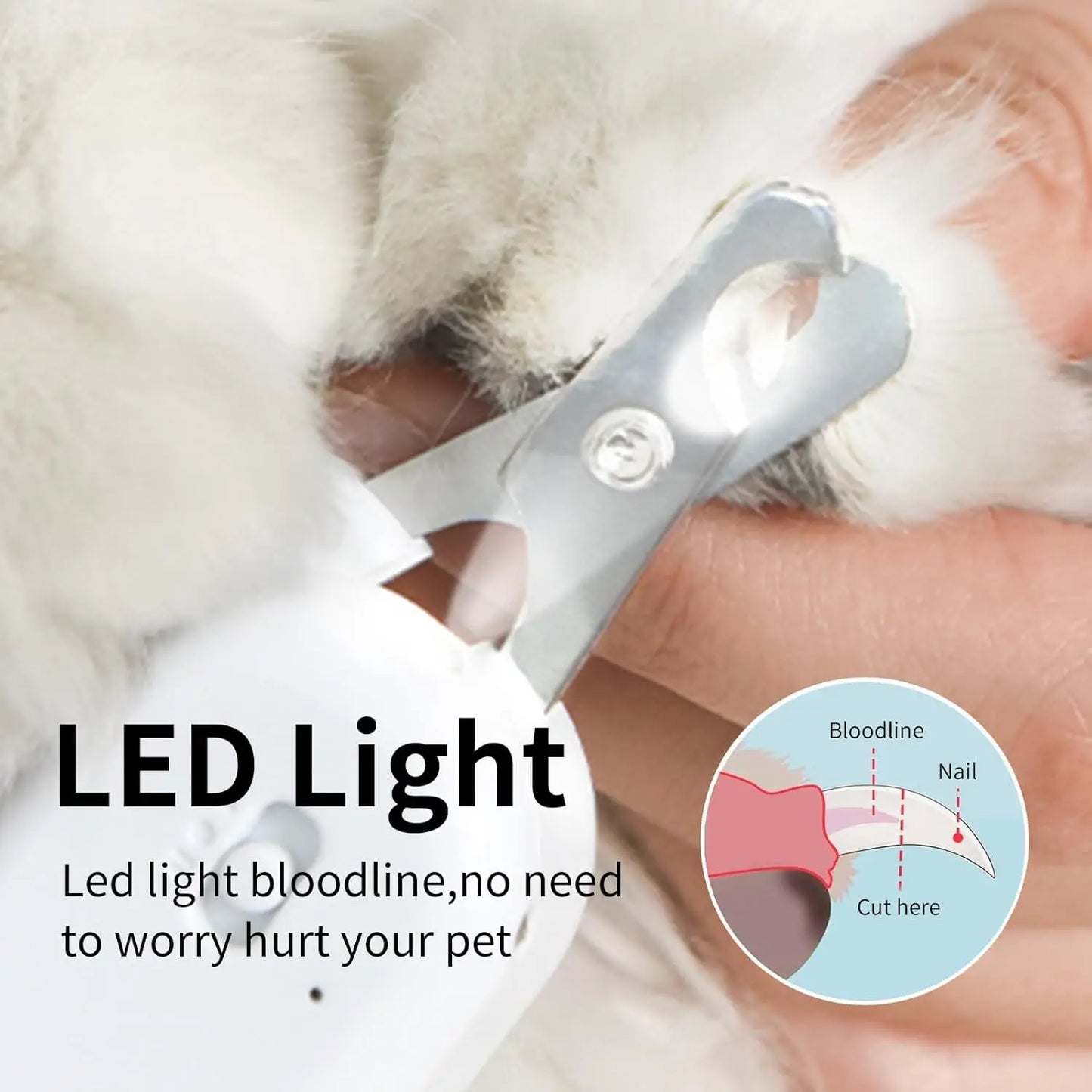 Pet Nail Clipper With LED Illumination For Cats And Dogs
