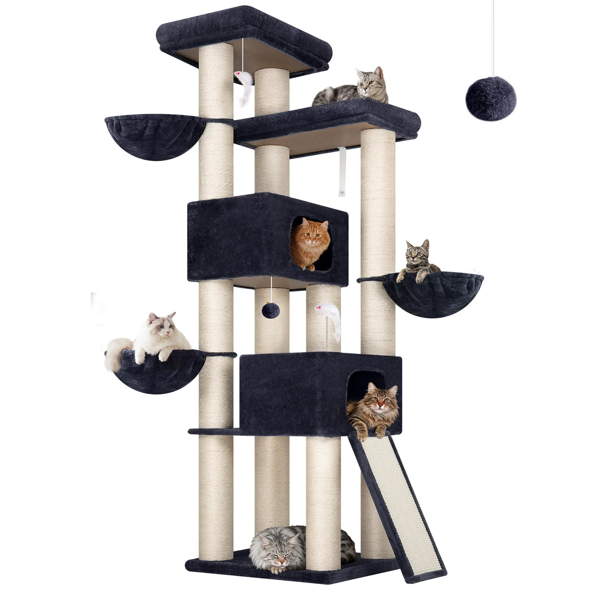 GLOBLAZER Cat Tree Condo With Hammocks And Sisal Scratching Posts
