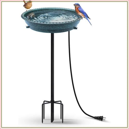Heated Bird Bath With Thermostat 75W Weather Resistant Outdoor Use