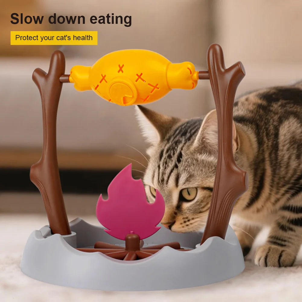 Cats Treat-Dispensing Slow Feeder 360 Degree Rotating Snack Bowl