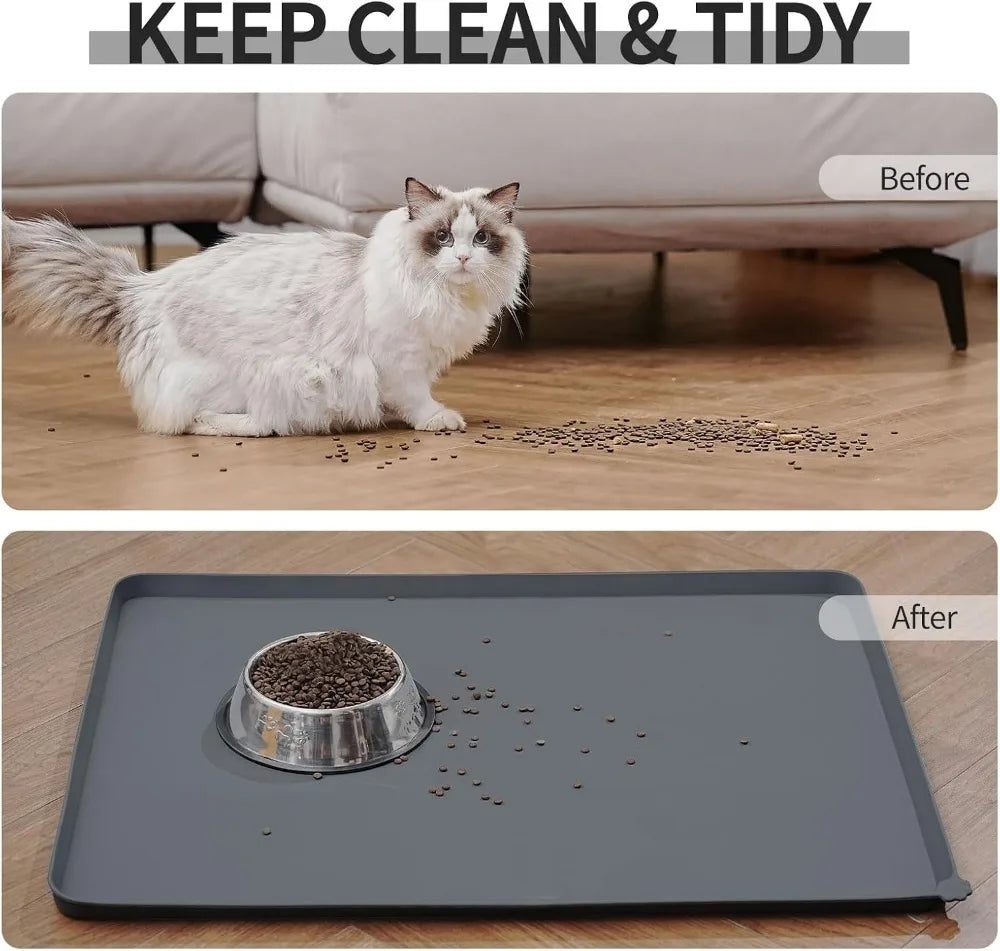 Waterproof Silicone Pet Feeding Mat Non Slip With Raised Edges