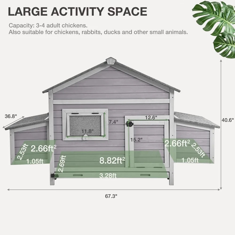 RBX Large Expandable Chicken Coop Outdoor With Two Nesting Boxes