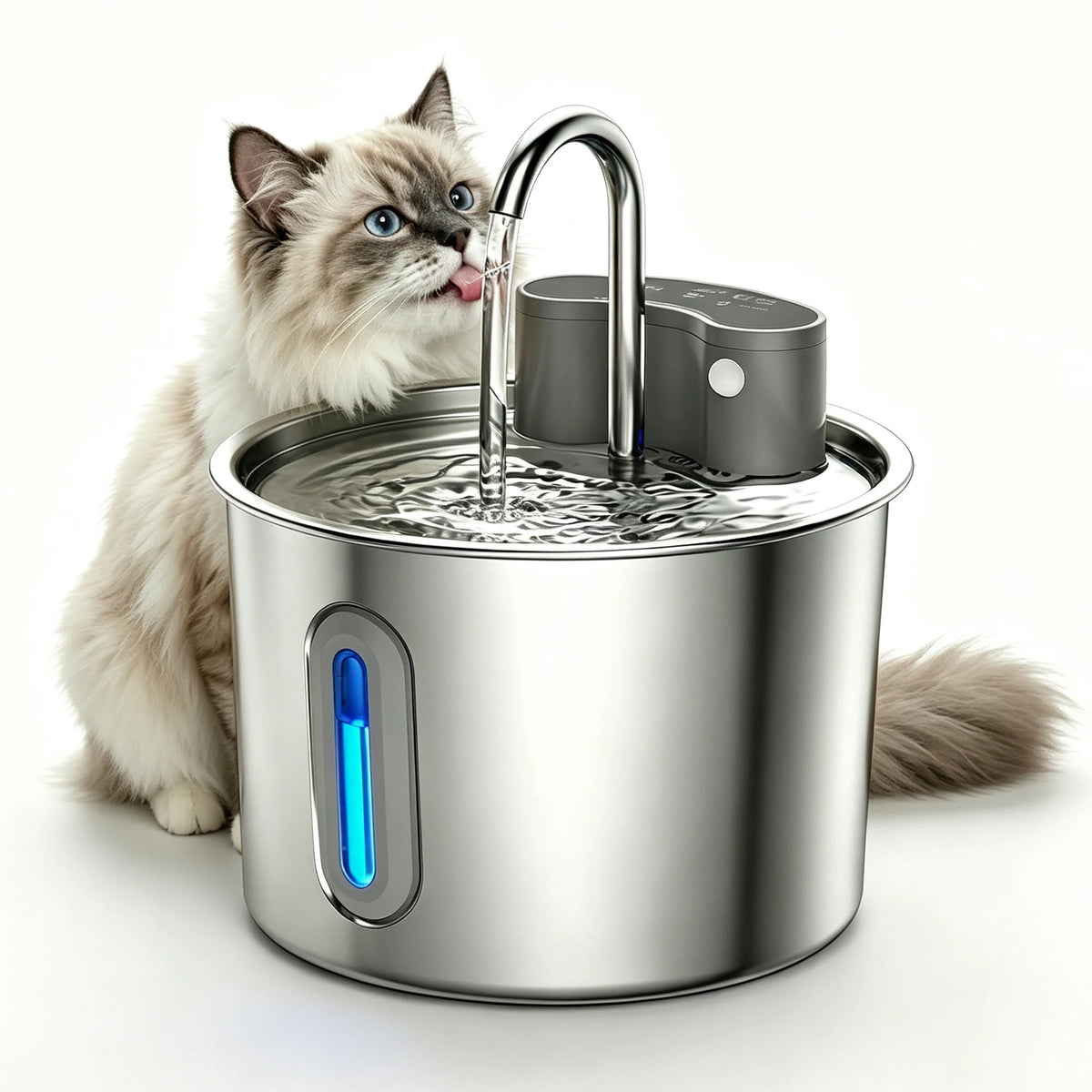 OPETH Cordless Stainless Steel Cat Water Fountain With Automatic Pump