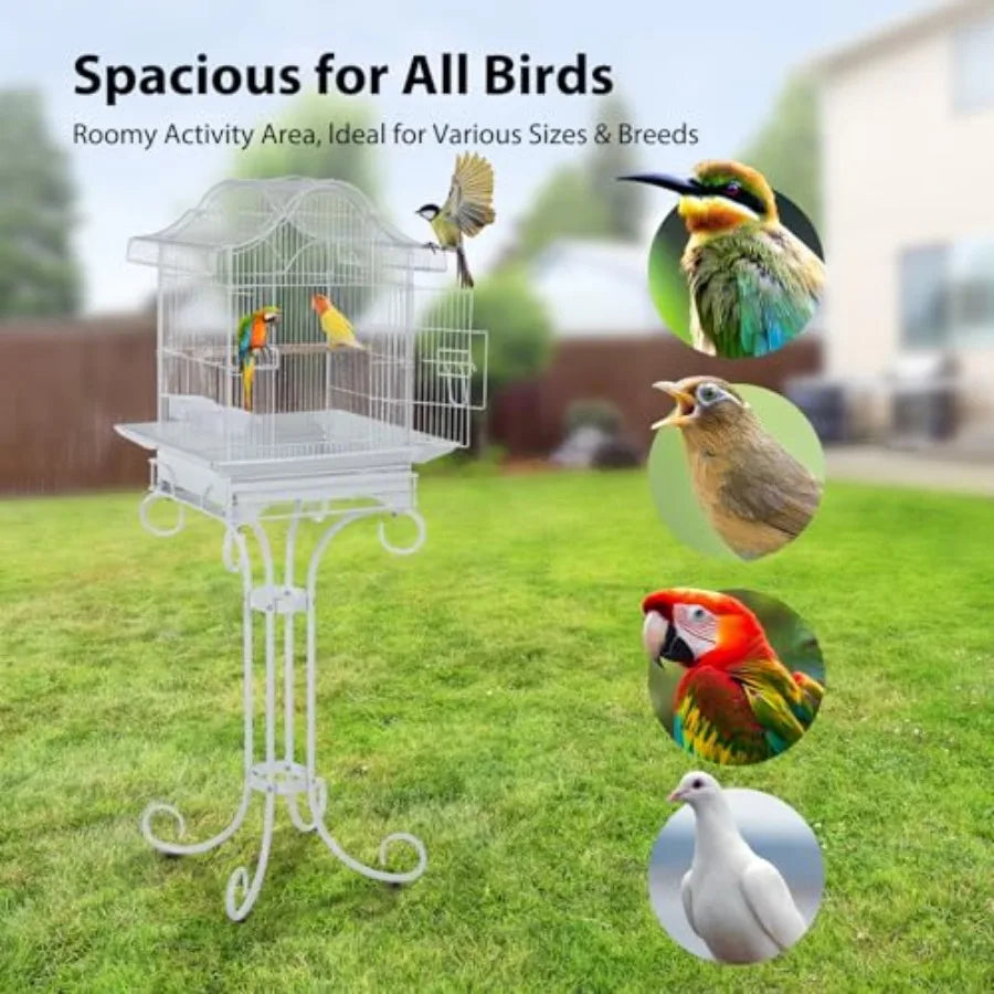 Decorative Metal Bird Cage With Stand For Parrots And Budgies