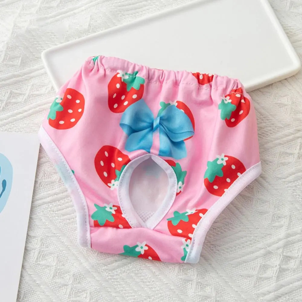 Washable Cartoon Print Dog Diaper Pants Leakproof Breathable