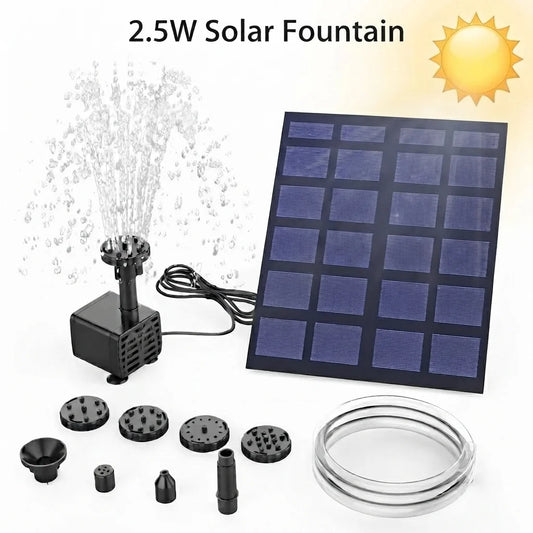 Solar Fountain Pump 6 Nozzles Water Pipe For Bird Bath Garden