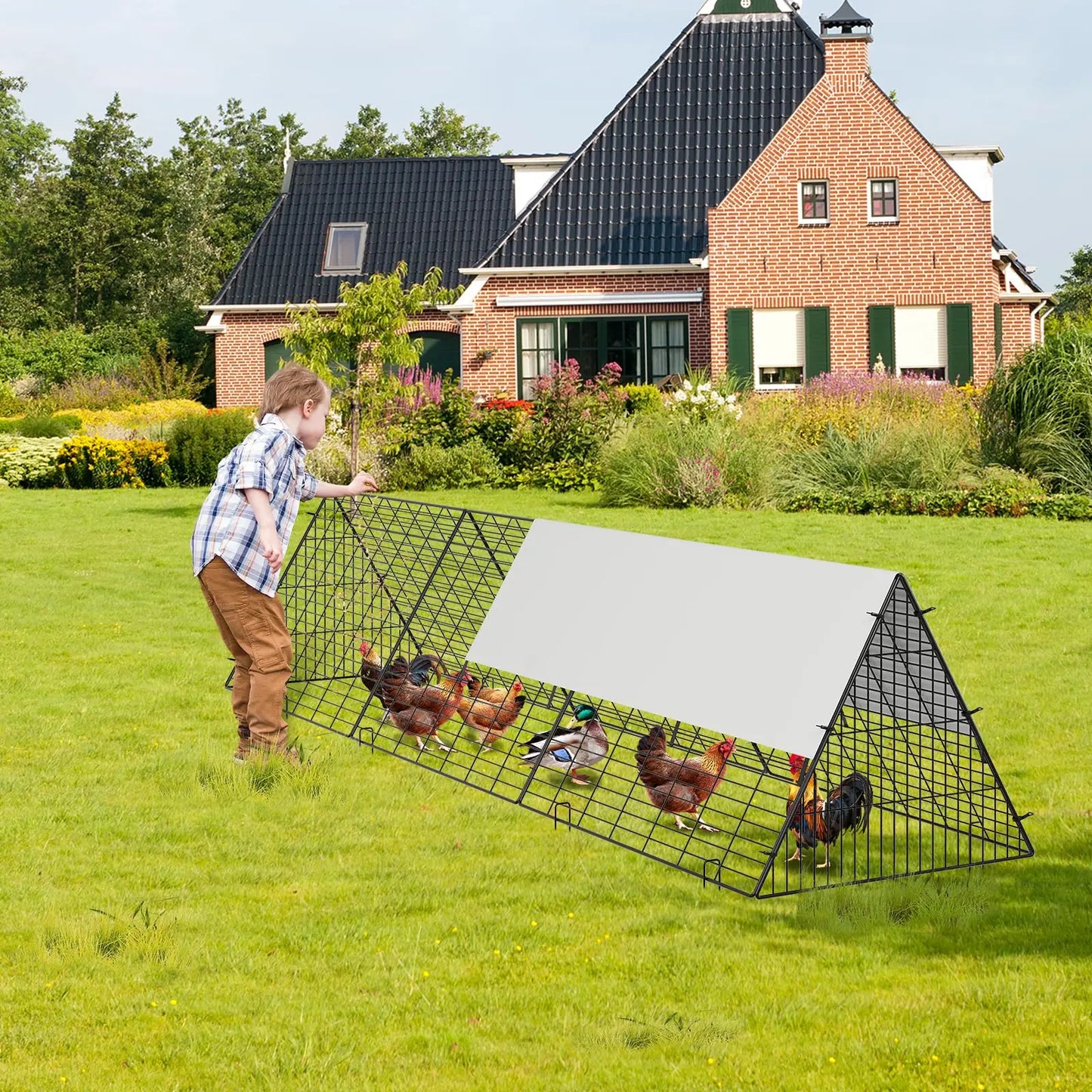 HiMISS Heavy Duty Metal Chicken Tunnel Outdoor Yard Weatherproof Cage