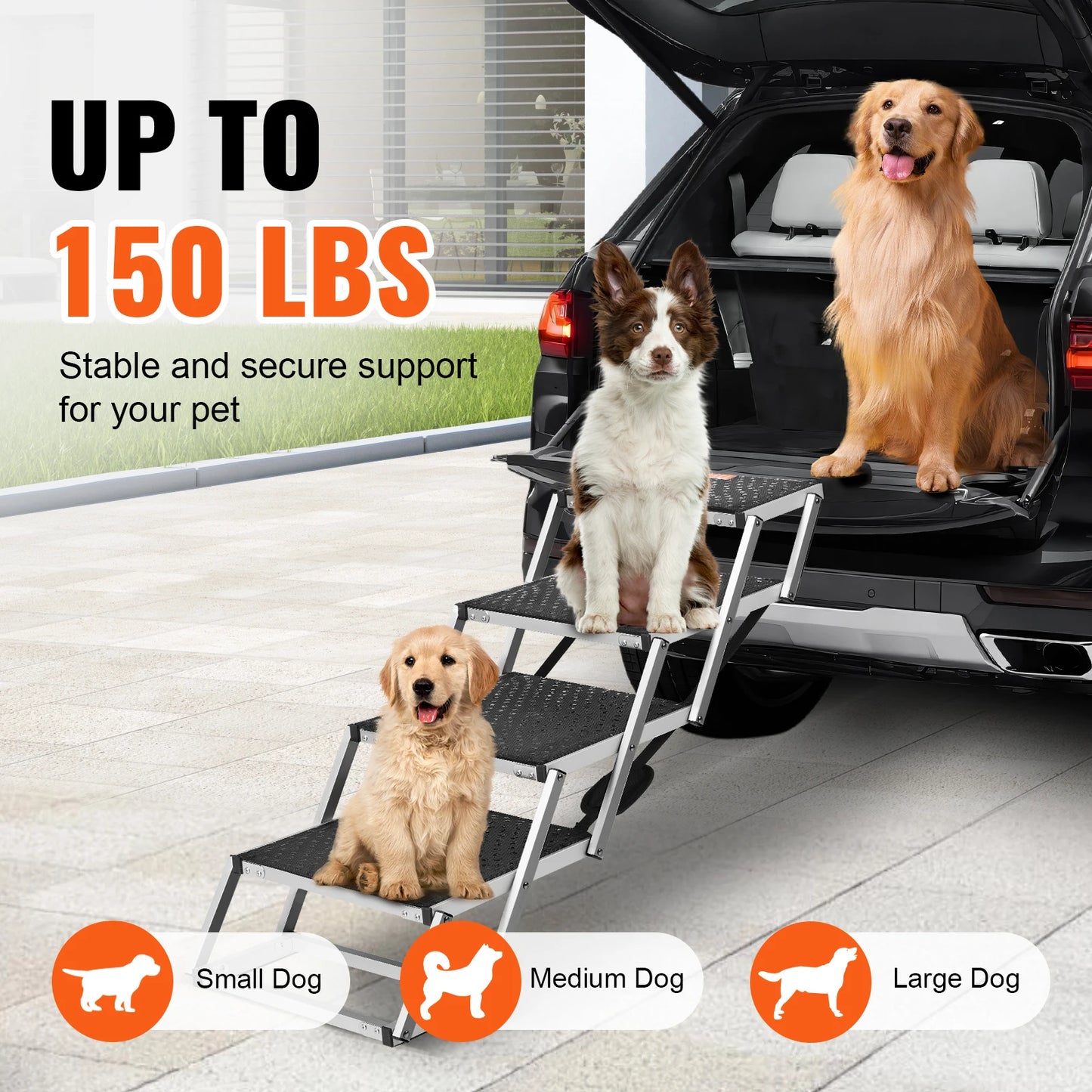 SucceBuy Folding Dog Car Steps Portable Aluminum Pet Stair