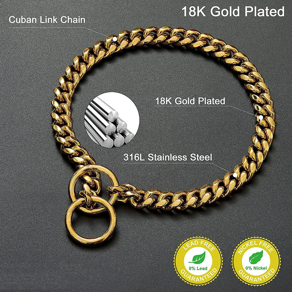 Stainless Steel Chain Collar For Dogs Cuban Link Design