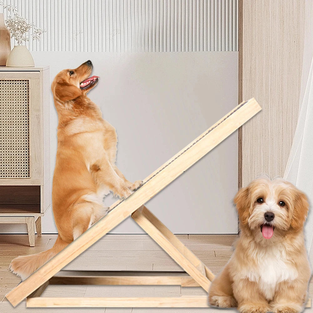 Wooden Foldable Pet Ladder Nonslip Adjustable Height For Pets