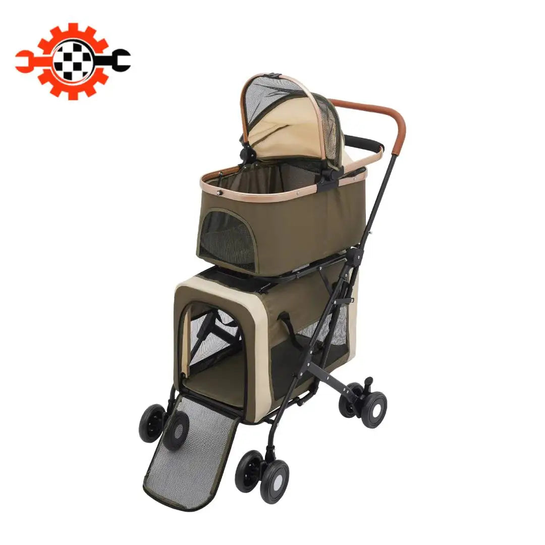 Bymaocar Foldable Pet Stroller With Sunshade And Safety Locks