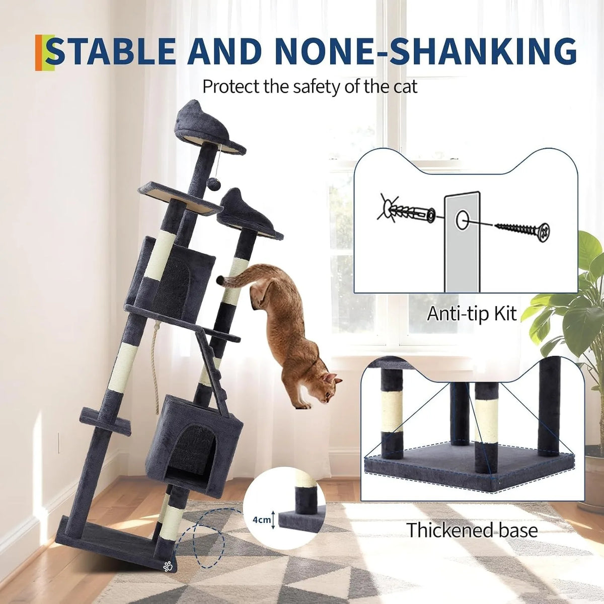 Premium Multi Level Cat Tower Featuring Sisal Scratching Posts