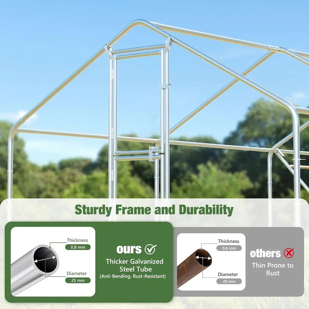 Metal Chicken Coop With Run Lock Feeding Door Outdoor Use