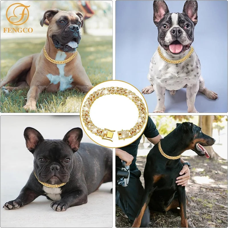 Stainless Steel Dog Chain Collar Luxury Pet Jewelry Accessory